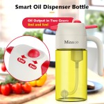 Mizzuco Auto Olive Oil Dispenser Bottle, Ration Oil Bottle, 500ml Glass Cooking Oil Container With Labels, Leakproof, Non-Slip Handle, Oil and Vinegar Dispenser for Kitchen Cooking 