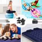 Air Pump Air Mattress Pump for Inflatable Portable 100-240V AC/12V DC Electric Air Inflator Pump with 3 Nozzles and Car Plug for Outdoor Camping Inflatable Cushions Air Beds Boats Swimming Ring Pool 