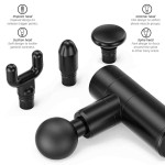 Mini Massage Gun, Tissue Percussion Muscle Massager Mini Massager with 4 Speeds Adjustment and 4 Heads, Handheld Electric Body Massager Sports Drill for Deep Relaxation, Pain Relief,Portable Quiet Brushless Motor Cordless Black