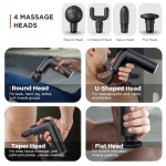 Mini Massage Gun, Muscle Massager, Convenient Handheld Deep Massage, 4 Speeds and 4 Massage Heads, Relax Muscles, Ultra-Quiet Mode Wireless Black