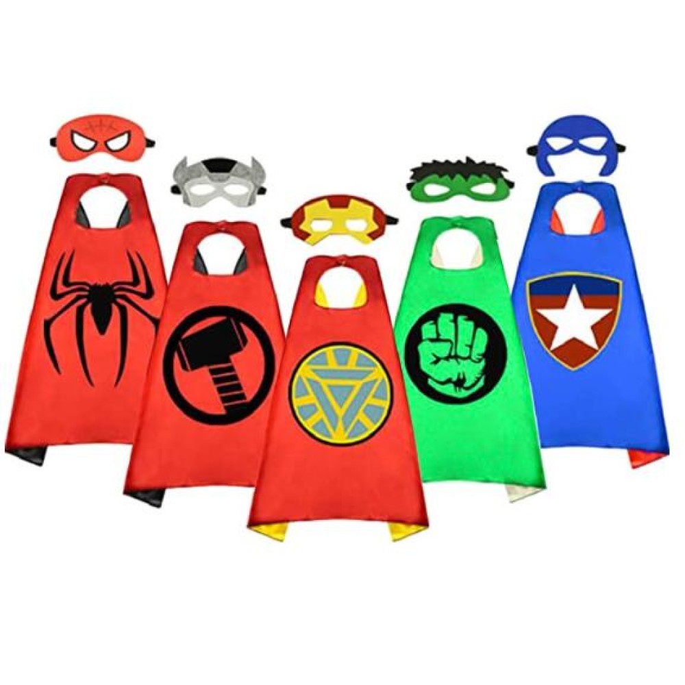 Double-Sided Satin Capes with Felt Masks for Kids AMASKY Superhero Dress Up Costume Set