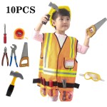 Mizzuco Kids Role Play Costume Set 10PCS,Individuality Construction Dress up Toy Kit Tools for Birthday and Holiday Party 